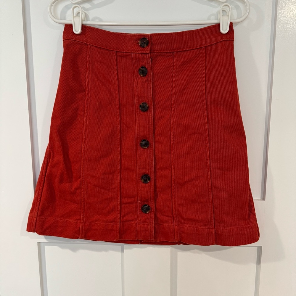 Banana Republic Red Button-Front Mini Skirt